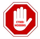 Symbol Stopphand mit dem Schriftzug Cybermobbing
