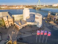 Bild vom Schokoladenmuseum in Köln aus Vogelperspektive.