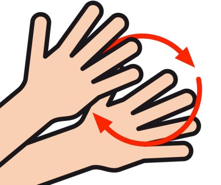 Symbol für Gebrden: Zu sehen sind zwei Hände in Bewegung.
