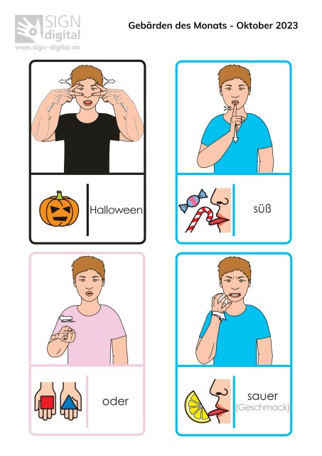 Symbole der Gebärden des Monats Oktober