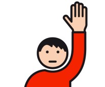 Symbol für Achtung mit einer Person, die den linken Arm hebt.