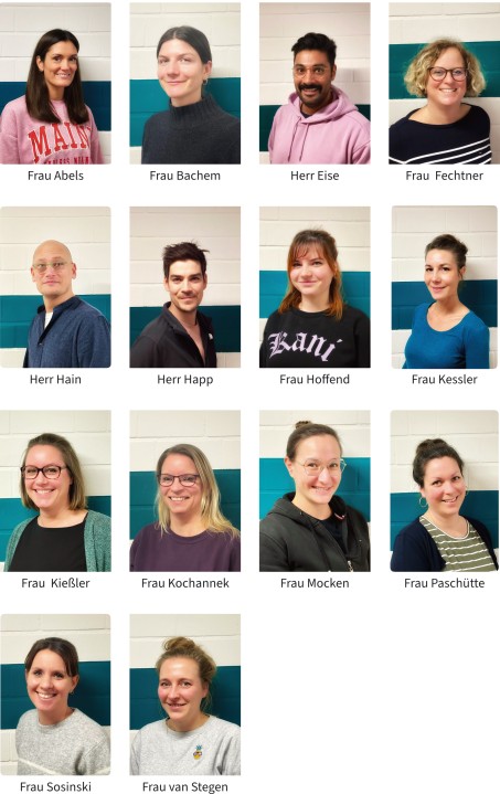 Collage mit den Bildern aller Mitarbeitenden der Therapie.